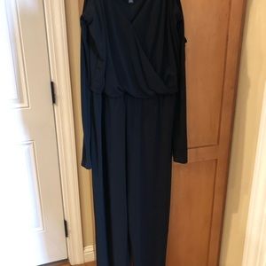 Long Sleeve Cold Shoulder Black Jumpsuit